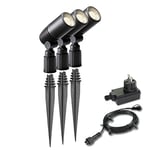 Garden Lights® Spot de jardin Alder - LED 12 V 2 W - IP44 PBT plastique anthracite - Utilisation avec piquet ou pied de montage - Convient pour tous les jardins et parterres de jardin - 4 x 8,6 x 6,5