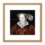 Scrotts Attributed Portrait Catherine Parr Painting 8X8 Inch Square Wooden Framed Wall Art Print Picture with Mount