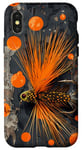 Coque pour iPhone X/XS Orange Abstrait Polka Dots Fly Fishing Apparel with Black