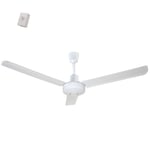 Fanelite - Ventilateur de plafond 142 cm blanc SEM56ALU - Moteur AC - Avec variateur mural à encastrer ou pose en saillie - 3 pales aluminium