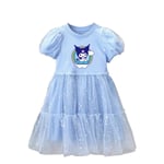 Barn Flickor Kuromi Mesh Tulle Prinsessklänning Födelsedagsfest Sommarsväng Klänning Blue 110cm