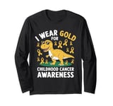 I Wear Gold for Childhood Cancer Awareness Dino Design Long Sleeve T-Shirt