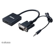 Akasa AK-CBHD23-20BK VGA to HDMI Adapter Cable with Audio