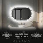 Moderne Miroir avec LED Illumination Salle de Bain 120x60 cm Freya - Horizontal Ovale sur Mesure LED Lumineux Miroir avec Éclairage intégré - Blanc
