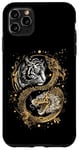 Coque pour iPhone 11 Pro Max Tigre Or Dragon Yin Yin Yang Art oriental asiatique