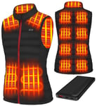 Cubovie Gilet Chauffant Femme, Veste Chauffante Femme avec Batterie incluse avec 13 zones, Veste Chauffante Électrique USB Vêtement(Noir,M)