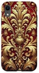 Coque pour iPhone XR Motif baroque rouge et beige royal