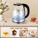 Electric Kettle Keep Warm, 1.8L Glass Tea Kettle, Hot Water Boiler with LED Ligh