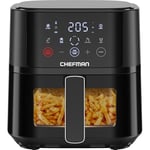 Chefman Air Fryer – 3.75L Compact Airfryer for Quick, Easy Meals, Features Hi-Fry Technology for Extra Crisp, Easy-View Window, Touch Controls with 4 Presets, Nonstick & Dishwasher Safe Basket - Black