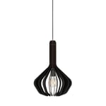 EGLO Suspension luminaire Velasco, lustre au style scandinave, lampe de plafond suspendue pour salon et salle à manger, bois et métal noir, douille E27