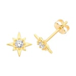 James Moore TH ES700 9ct Yellow Gold Cz Star Stud Earrings Jewellery