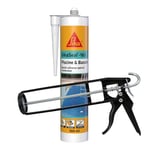 SIKA - Mastic silicone spécial joint pour piscine - Resistant au chlore - Gris - 300ml + Pistolet d'application