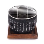 DZAY Japanese Barbecue Grill,Mini Charcoal BBQ Grill Table Top Charcoal Japanese Portable Cooking,Portable Tabletop Japanese BBQ Grill Food Charcoal Stove with Wire Mesh Grill and Base (Round)