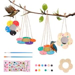 Fhioevt 4 pièces Mangeoire à Oiseaux à Suspendre Maison D'oiseau Activité Manuelle DIY Maison D'oiseau Bricolage Kit avec Outil de Peinture + Autocollants pour Loisir Creatif Enfant Kit Bricolage