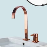 Mitigeur de Lavabo Doré rose Vasque à Poser, Mitigeur pour Vasque, Robinet de Lavabo Haut Salle de Bains Haute Qualité en Acier Inoxydable Résistant