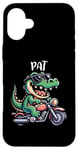 Coque pour iPhone 16 Plus Pat Funny Alligator Moto Design pour garçon Nom Pat