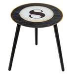 Baroni Home Table d’Appoint en Verre Ronde avec Structure en Métal, Dessus en Verre de Salon Chambre et Bureau, Table Basse Décorative de Design Coloré et Multi-Usages, 1 Étagère Billard, 42x42x40 cm