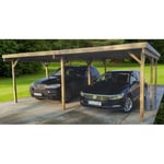 Carport toit plat - Bois traité autoclave - 2 voitures - Toit plat - 30,32 m² - TALANGA  