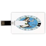 16G USB Flash Drives Credit Card Shape Virgo Memory Stick Bank Card Style Astrological Zodiac Sign with Woman Holding Her Hand Up with Cool White Dress Flowers Decorative,Multicolor Waterproof Pen Thu