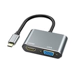 ABLEWE Adaptateur USB C vers HDMI VGA avec HDMI 4K, VGA 1080p, Adaptateur USB C 2 en 1 Hub Thunderbolt 3 vers HDMI VGA pour MacBook/MacBook Pro/Air, Chromebook Pixel, LenovoYoga et Plus