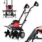 RELAX4LIFE Motobineuse Électrique 1500 W à 400 RPM, Motobineuse avec Profondeur Travail 22 CM, Largeur 43 CM et 6 Lames, Poignée Pliable et Bouton de Sécurité pour Jardin (1500W)