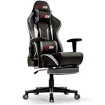 Intimate Wm Heart - Chaise Gaming,Racing Chaise de Bureau en Similicuir, Fauteuil Gamer avec Repos-Pieds, Ergonomique,Gris