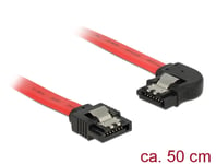 DELOCK – SATA cable, 0.5m, 6Gb/s, locking clip, angled left - straight, 26 AWG (83964)