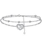 Micory Bracelet Infini Femme Argent Sterling 925 Coeur d'Amour Bracelets Réglables avec Infinity Symbol, Bijoux Cadeau Anniversaire pour Maman Femme Filles