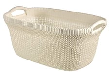 Curver Knit 40 Litre Laundry Basket, Oasis White, 59.5 x 38.5 x 27 cm