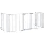 Barrière de sécurité parc enclos chien modulable pliable porte verrouillable intégrée 5 panneaux en métal 300L max. x 74,5H cm métal pp blanc