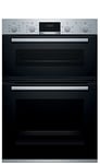 Bosch Home & Kitchen Appliances Bosch MBS533BS0B Serie 4 Built-in Double Oven with EcoClean Direct, 3D Hotair, LED display and 2 Universal Slimline Pans, Stainless steel