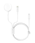 Swissten - Câble magnétique, Lightning et USB‑C pour une charge rapide d'Apple Watch et iPhone (1,2m) - Blanc
