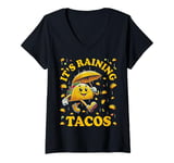 Womens It's Raining Tacos Funny Taco Lovers Kids Girls Boys & Adult V-Neck T-Shirt