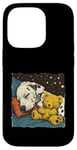 Coque pour iPhone 14 Pro Dalmatien endormi avec ours en peluche