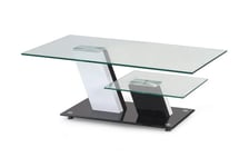 Soffbord Nelida 110 cm med Förvaring Hylla - Glas/Svart/Vit Vit,Svart Scandinavian Choice