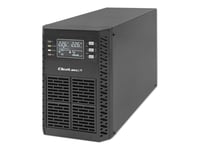 Qoltec - Ups - Effektfaktor 1,0, Lcd, Epo, Online - Ac 110-300 V - 1000 Watt - 1000 Va - 9 Ah - Rs-232, Usb, Rj-45 - Utgångskontakter: 2 - Svart