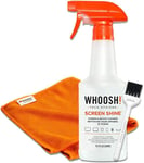 Whoosh Kit de nettoyage 3 en 1 pour écran avec chiffon en microfibre et brosse de nettoyage Idéal pour les lingettes d'écran, les écrans d'ordinateur portable, les lunettes et les lingettes d'écran