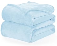 WAVVE Plaid Couverture Polaire Flanelle en Microfibre, Jeté de Canapé 150x200 Bleu Clair, Couverture lit Jete de Canape 2 Personnes, Plaid Fourrure Grand Chaud et Doux en Peluche