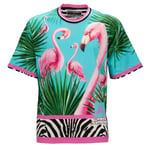 DOLCE & GABBANA x DJ KHALED Oversize T-Shirt Flamingo Pink Blue 44 US 34 XS