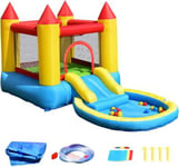 Structure Gonflable avec Toboggan et Piscine 30 Balles Inclus Gonfleur Non-Inclus