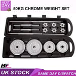 Dumbbell Barbell 50kg Fitness Set Chrome Spinlock Gym Weights Barbell Weights	