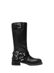 Michael Kors Crosby Leather Biker Boots, Black