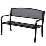 Outsunny Banc 3 Places de Jardin terrasse Style Contemporain 127L x 60l x 87H cm métal époxy anticorrosion Noir