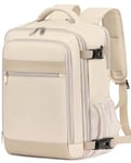 KLOSTAIN Bagage Cabine 40x20x25 pour Ryanair Sac à Dos Voyage Cabine Avion 20 L Femme Homme sous Siège Bagage à Main Petit Sac à Dos pour Ordinateur Portable 14 Pouces Couleur Beige