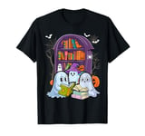 Funny Ghost Book Reading Halloween Books Lover Teacher Kids T-Shirt