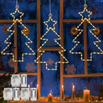 Jsdoin Christmas Window Lights 3 Packs Battery Operated Star Christmas Lights with 8 Modes & Remote 45 LED Window Warm Light for Party Indoor Outdoor Window Xmas Decoration (Warm White, Xmas)