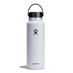 HYDRO FLASK - Water Bottle 1180 ml (40 oz) - Vacuum Insulated Stainless Steel Water Bottle with Leak Proof Flex Cap and Powder Coat - BPA-Free - Wide Mouth - White