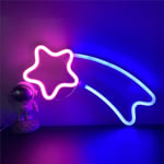 Meteor Neon Ljus Rosa-Blå Stjärna LED Neon Skylt Neon Skylt Vägglampa Neon Konst Dekor USB eller Batteridriven Neon Nattlampa för Sovrum att Lysa upp L