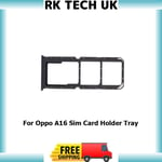 For Oppo A16 A16s Sim Card Holder Tray Slot Premium Quality Replacement (Black)