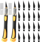 2 pièces Cutter de Précision Couteau Professional Cutter Set couteaux de 20 pièces de lames de rechange et capuchon de protection,Jaune.[W790]